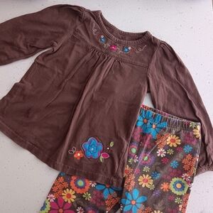 Girls' Brown Floral Outfit Set Size 4T